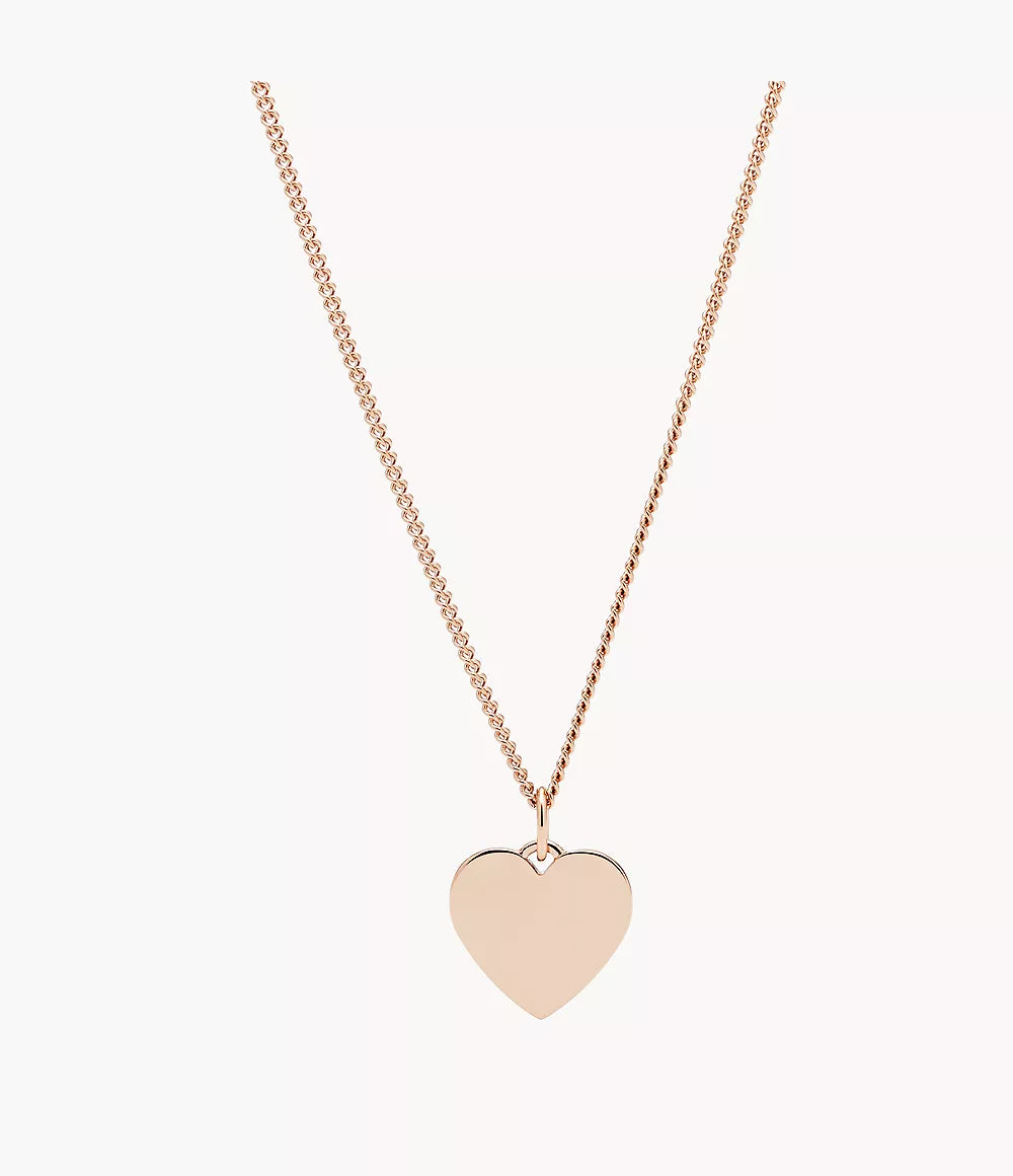 Fossil Drew Heart Rose Gold-Tone Stainless Steel Necklace