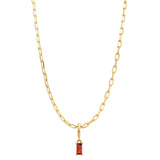 Gold Birthstone Paperclip Charm Necklace