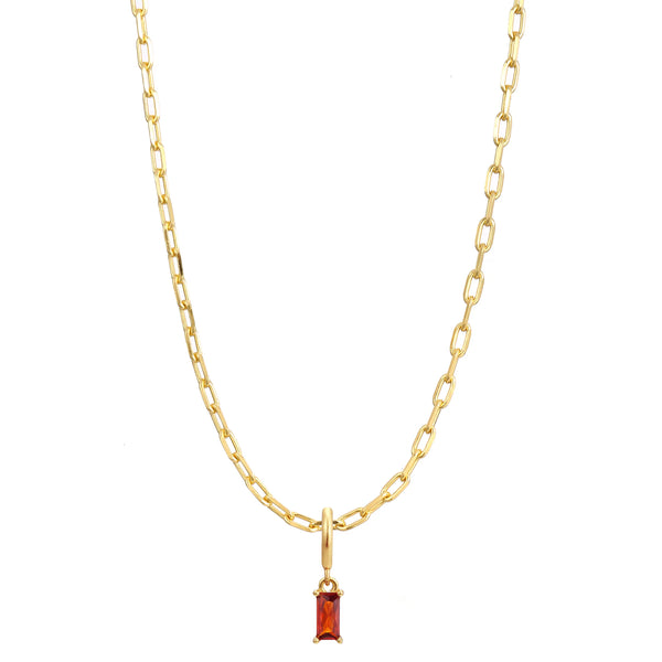 Gold Birthstone Paperclip Charm Necklace