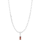 Silver Birthstone Paperclip Charm Necklace