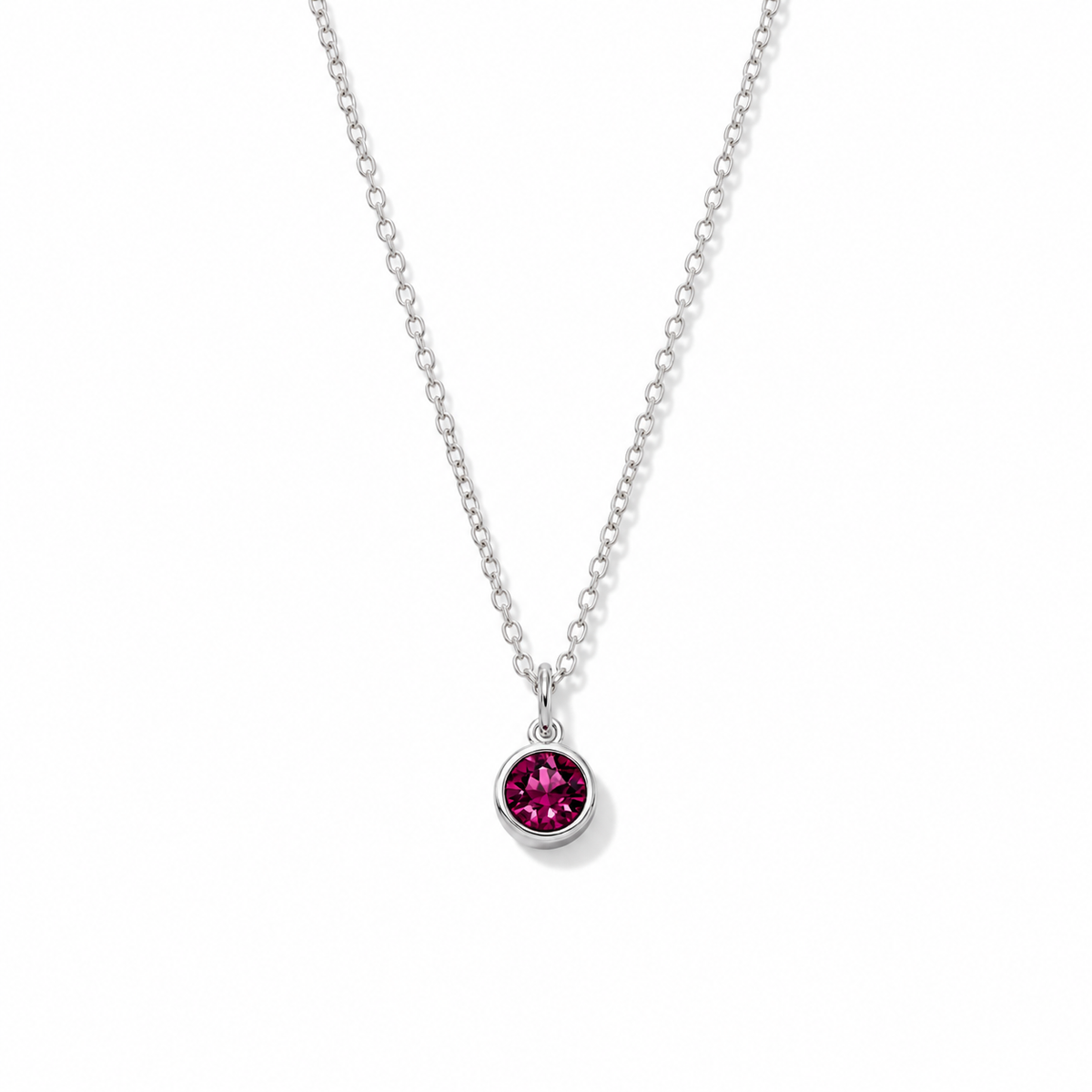 Silver Crystal Charm Birthstone Necklace