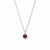Silver Crystal Charm Birthstone Necklace