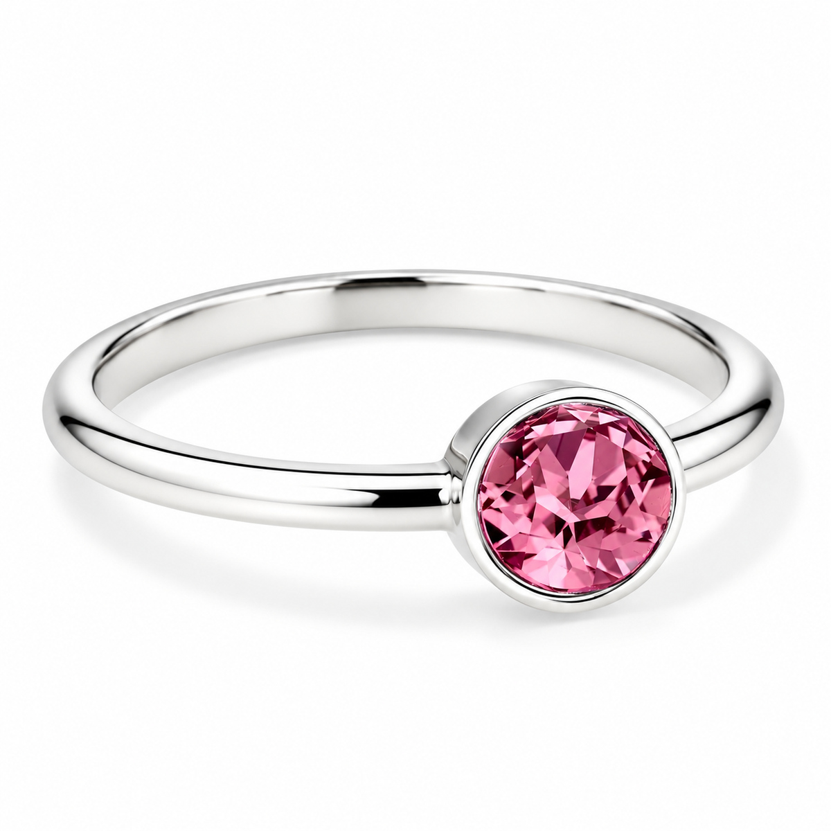 Silver Crystal Birthstone Ring