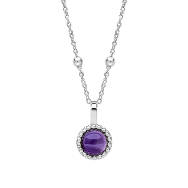 Silver Milgrain Birthstone Necklace