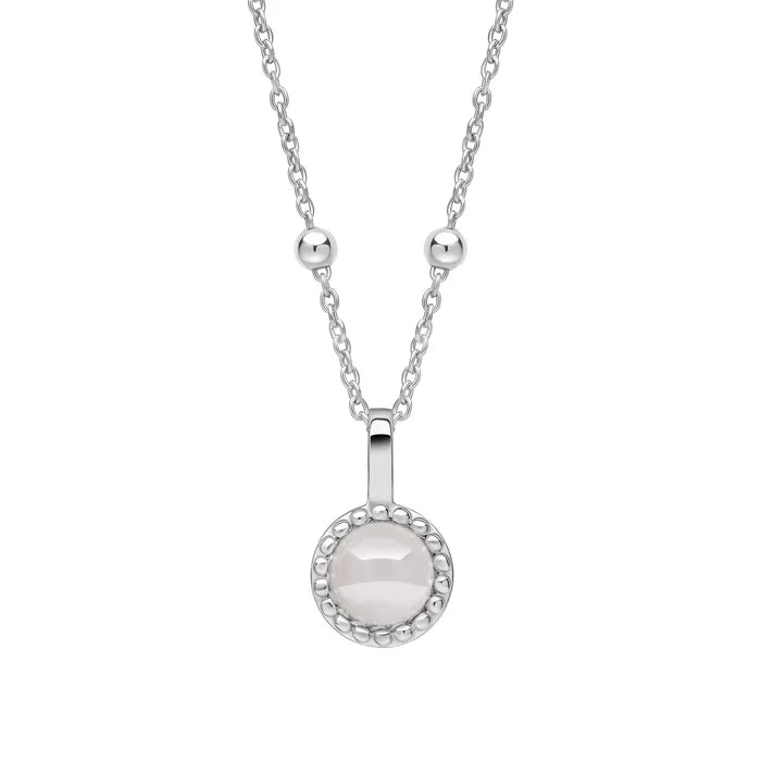 Silver Milgrain Birthstone Necklace