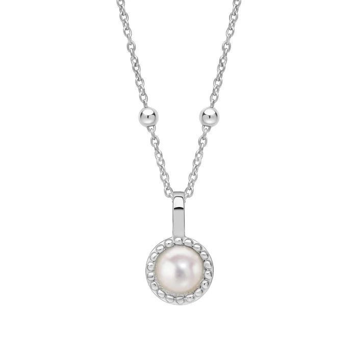 Silver Milgrain Birthstone Necklace