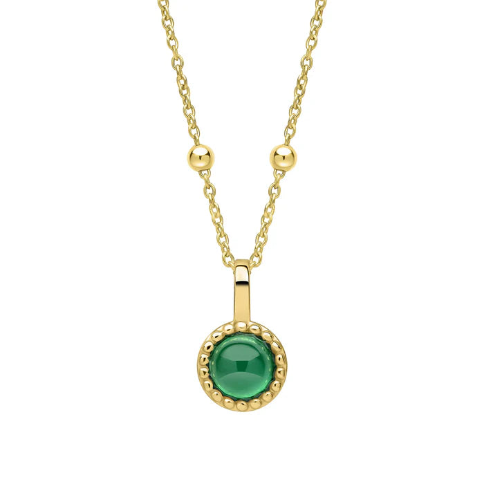 Gold Milgrain Birthstone Necklace