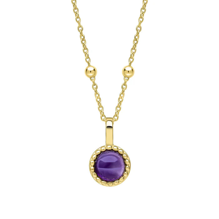 Gold Milgrain Birthstone Necklace