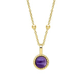 Gold Milgrain Birthstone Necklace