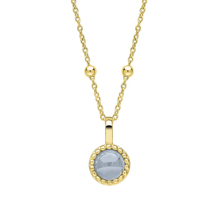 Gold Milgrain Birthstone Necklace