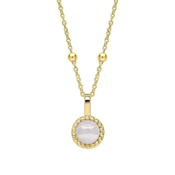 Gold Milgrain Birthstone Necklace