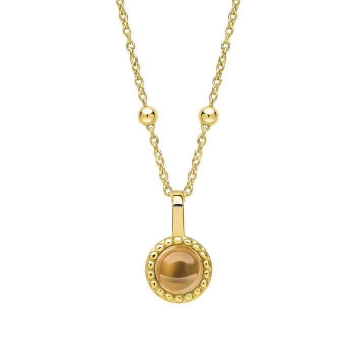 Gold Milgrain Birthstone Necklace