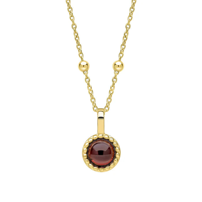 Gold Milgrain Birthstone Necklace