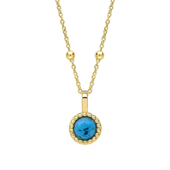 Gold Milgrain Birthstone Necklace
