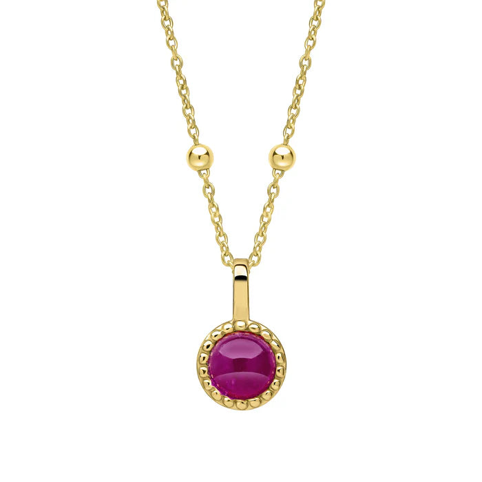 Gold Milgrain Birthstone Necklace