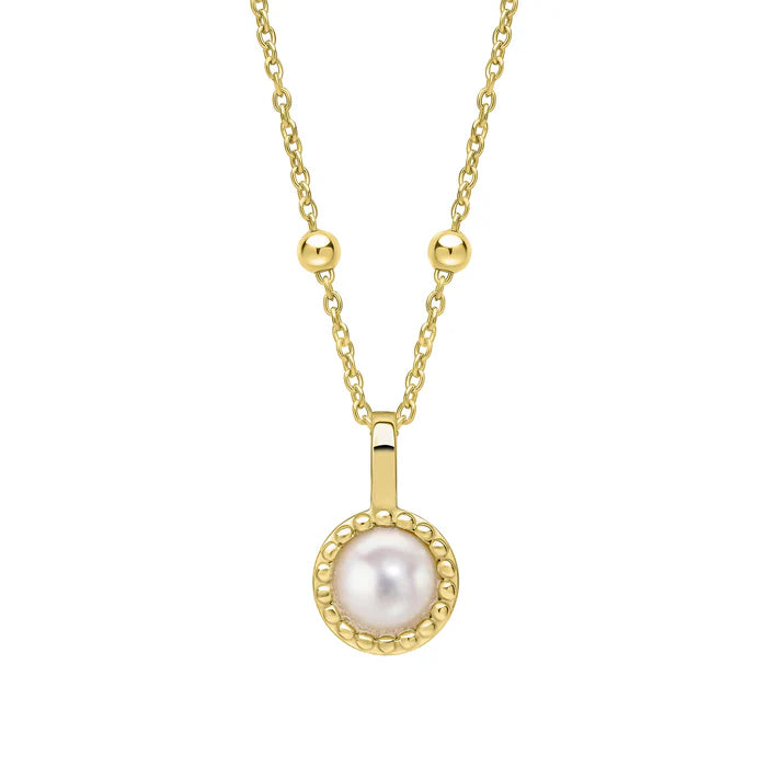 Gold Milgrain Birthstone Necklace