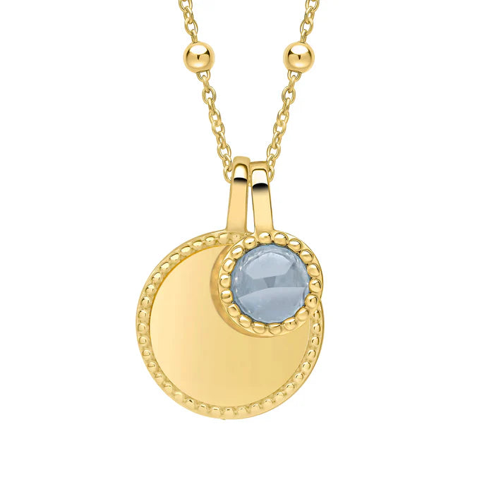 Gold Milgrain Birthstone Necklace