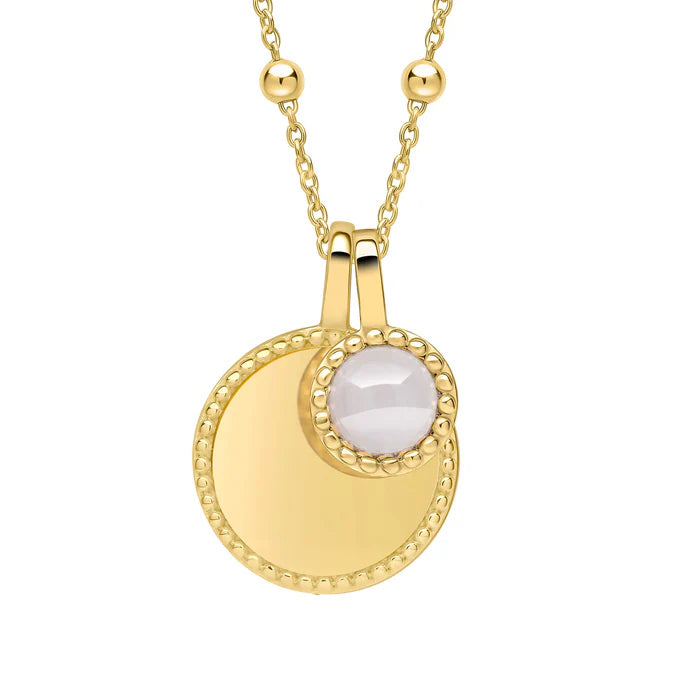 Gold Milgrain Birthstone Necklace