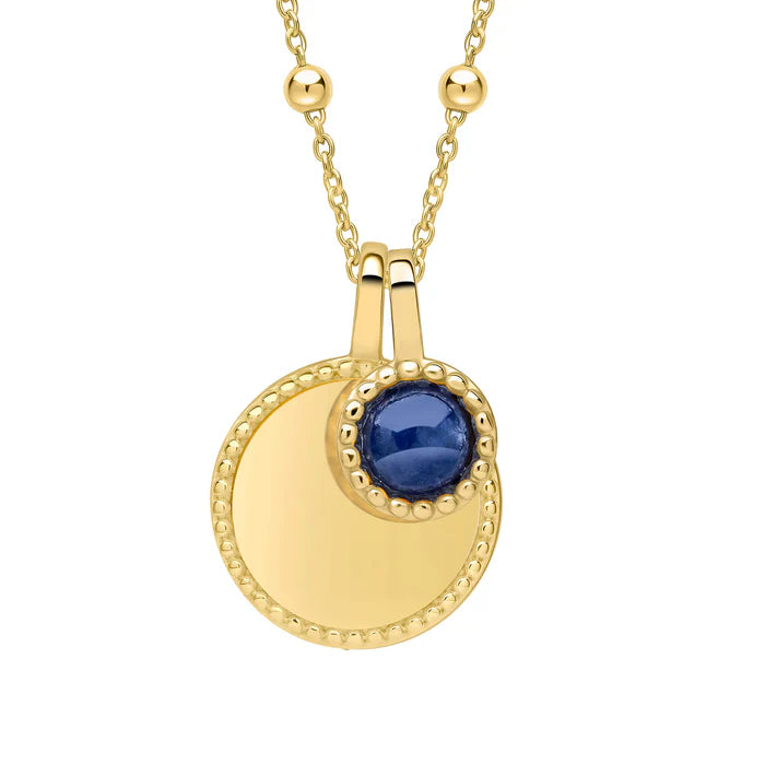 Gold Milgrain Birthstone Necklace