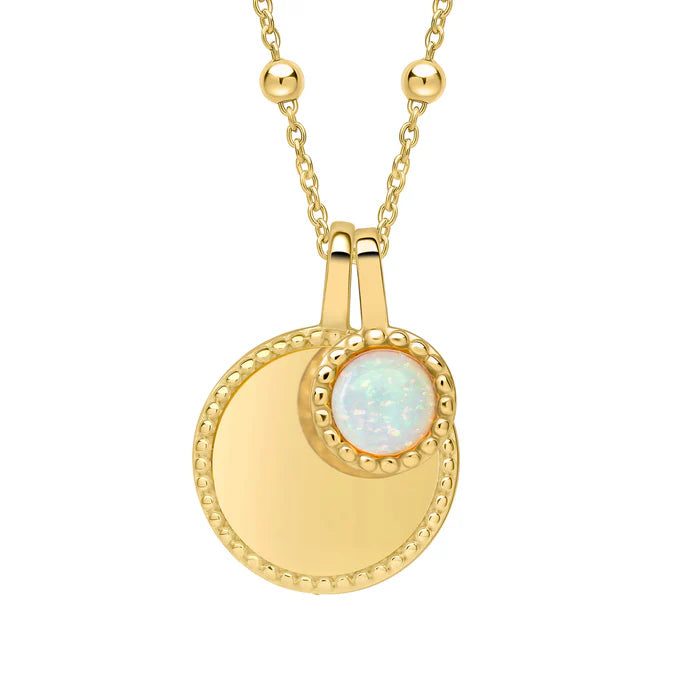 Gold Milgrain Birthstone Necklace