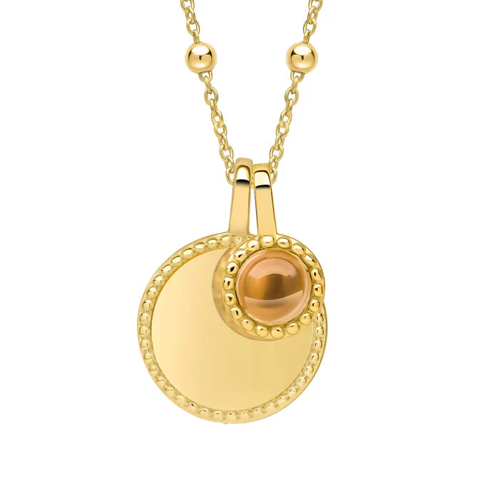 Gold Milgrain Birthstone Necklace