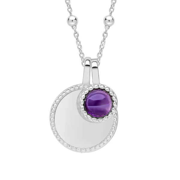 Silver Milgrain Birthstone Necklace