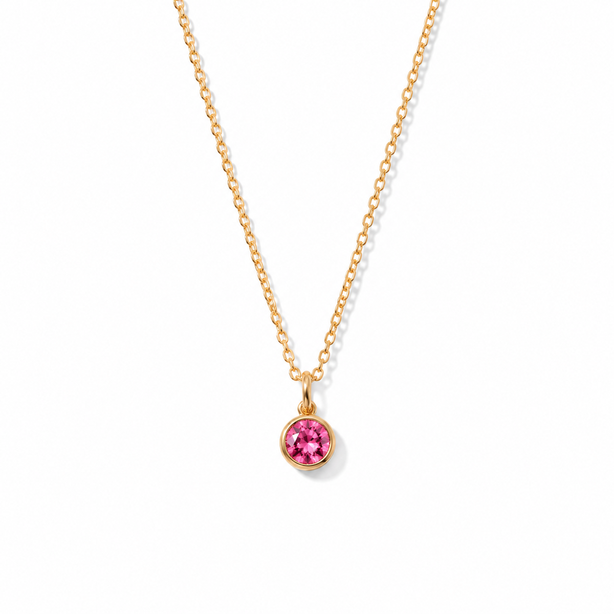 Gold Crystal Charm Birthstone Necklace
