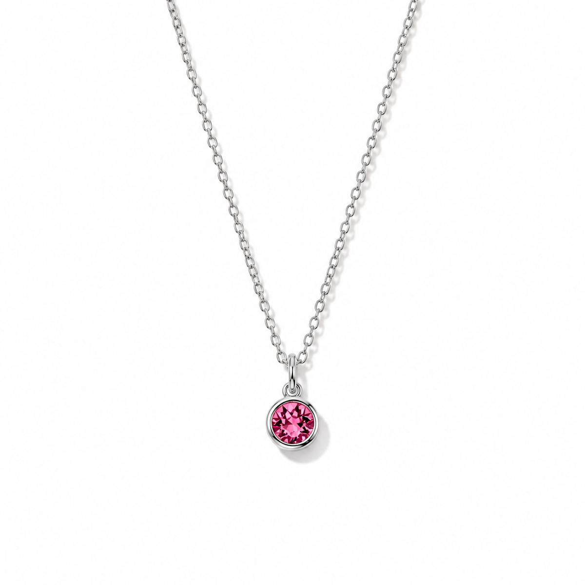 Silver Crystal Charm Birthstone Necklace