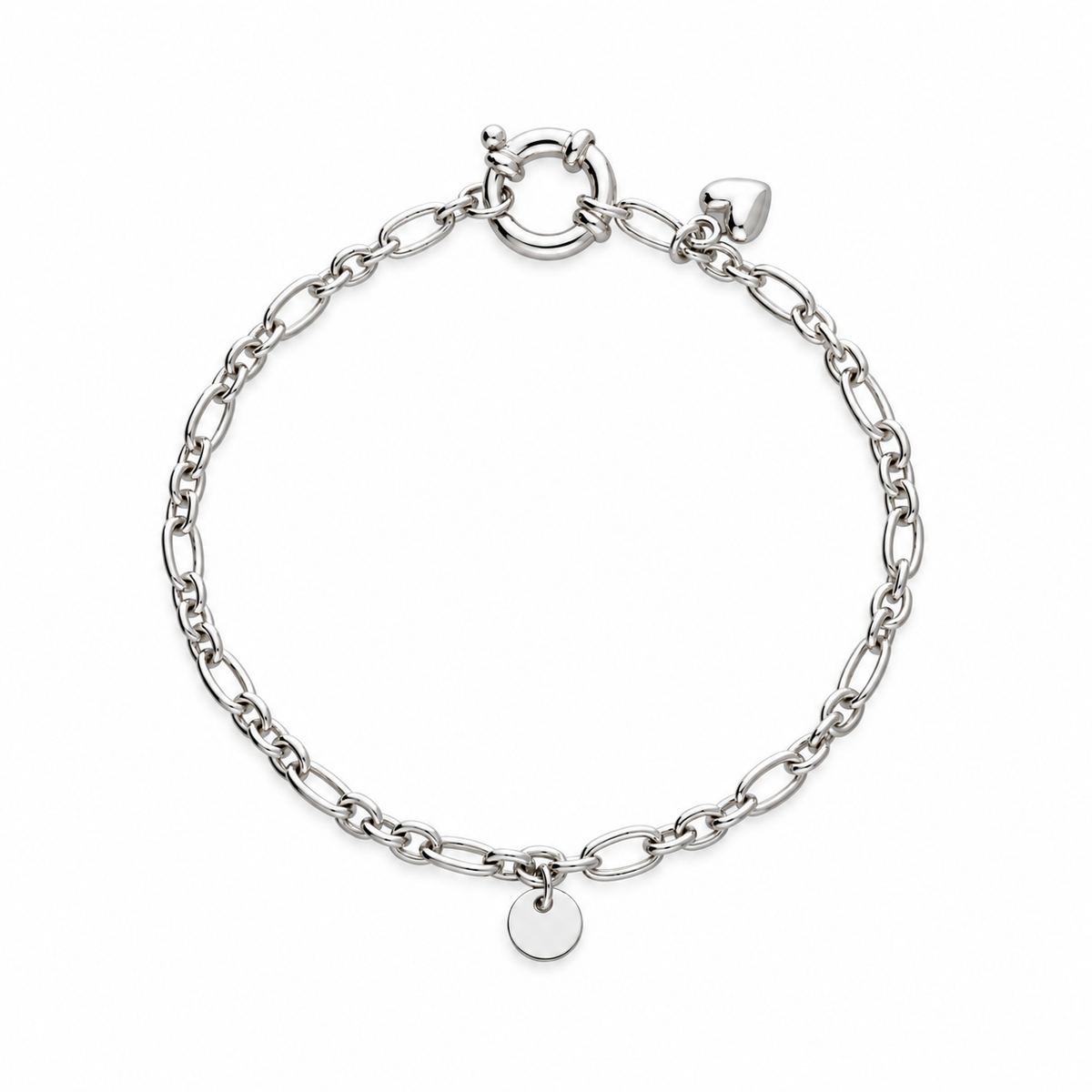 Silver Oval Link Charm Bracelet