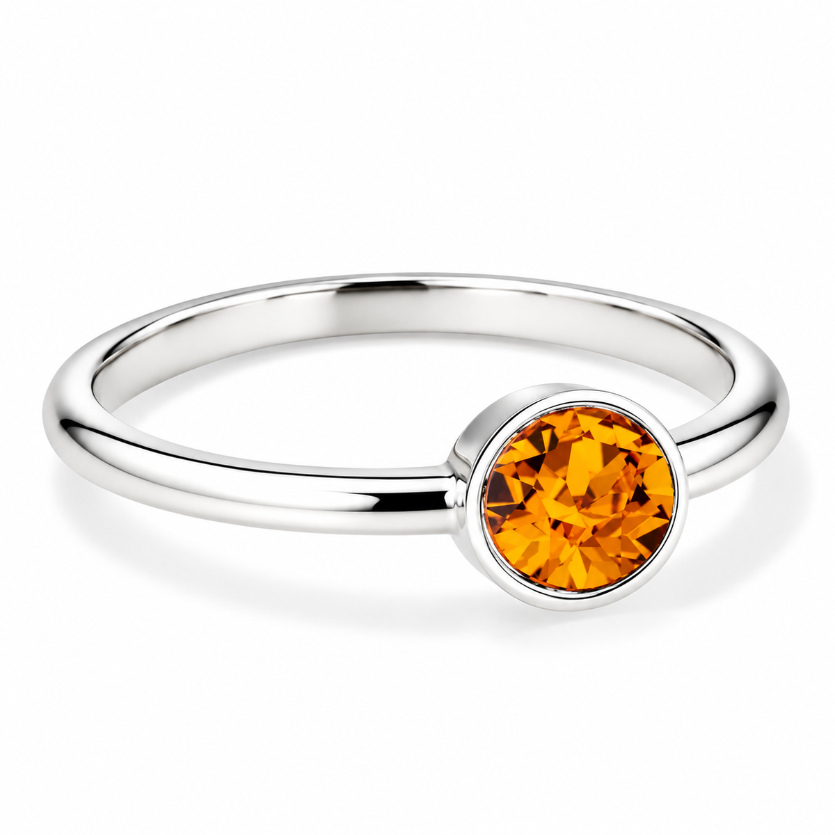 Silver Crystal Birthstone Ring