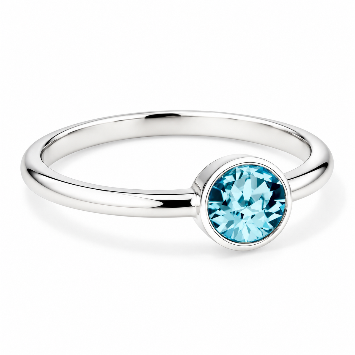 Silver Crystal Birthstone Ring