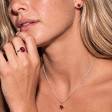 Silver Crystal Charm Birthstone Necklace