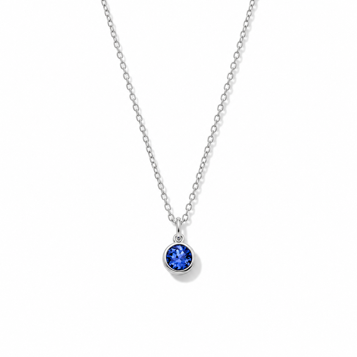 Silver Crystal Charm Birthstone Necklace