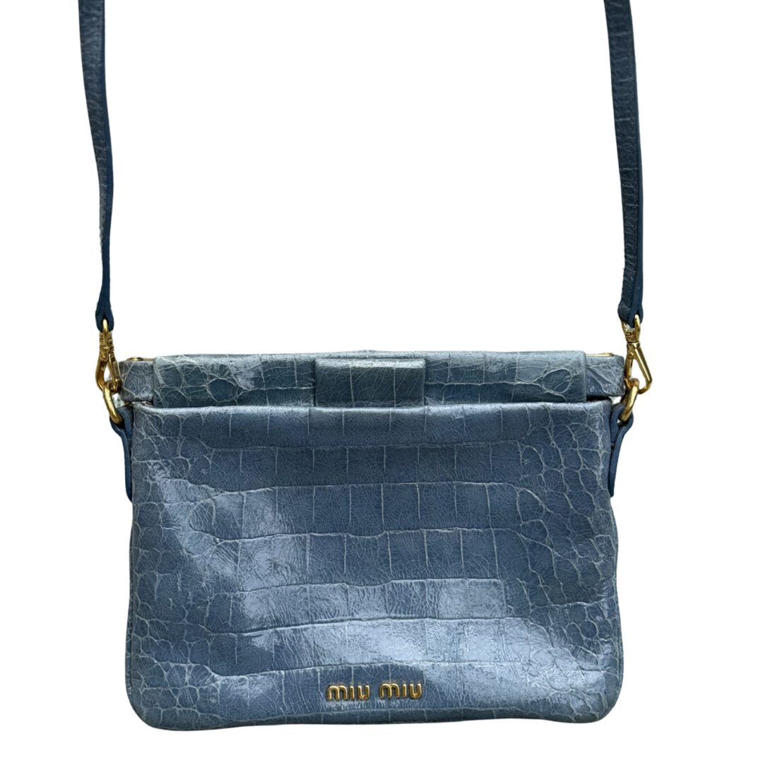 Miu Miu Patent Leather Croc Crossbody Clutch Bag – Foxhills