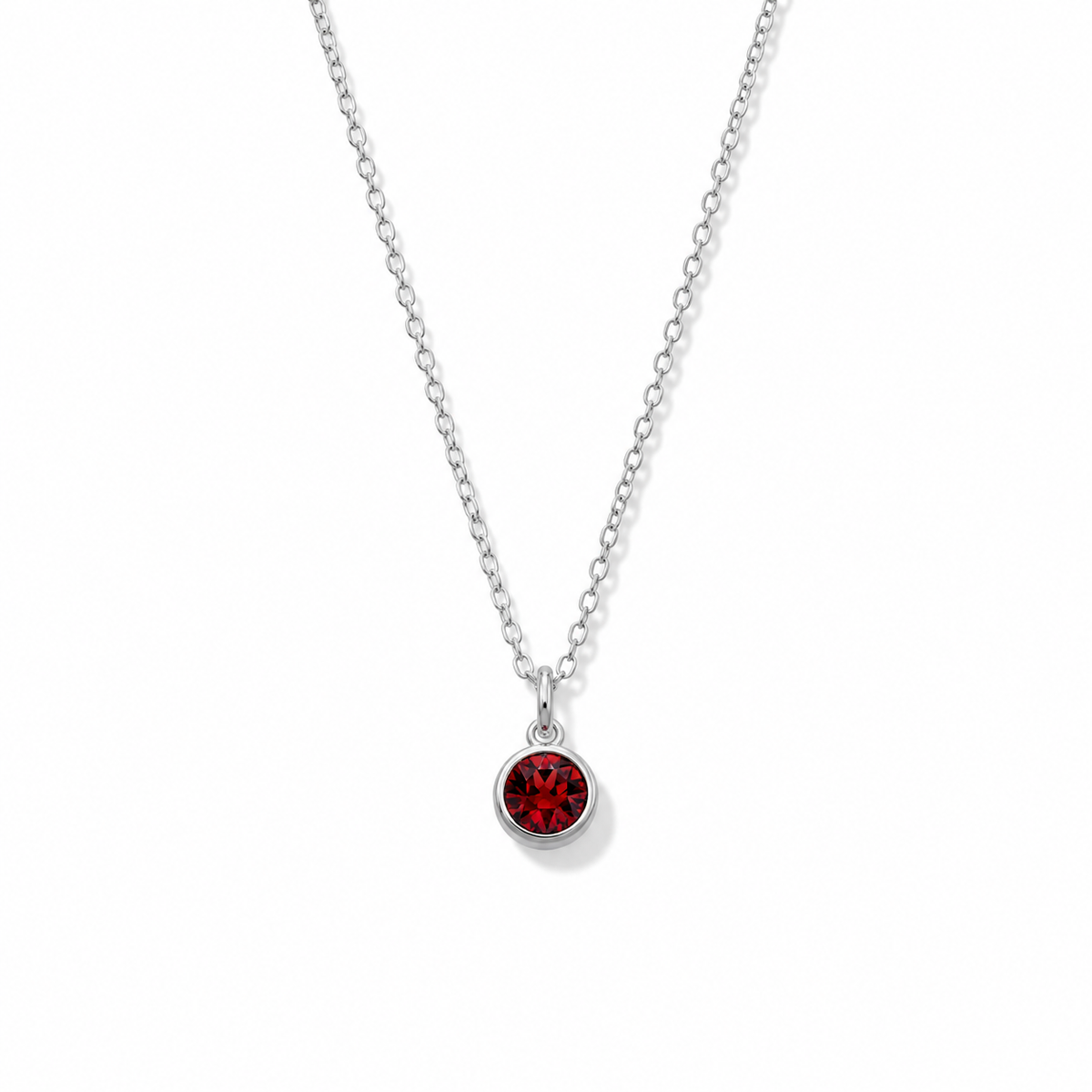 Silver Crystal Charm Birthstone Necklace