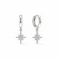 Silver Celestial Star Drop Huggies