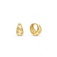 Gold Celestial Star Hoop Earrings