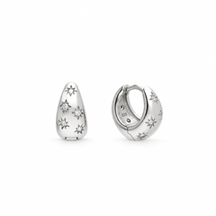 Silver Celestial Star Hoop Earrings
