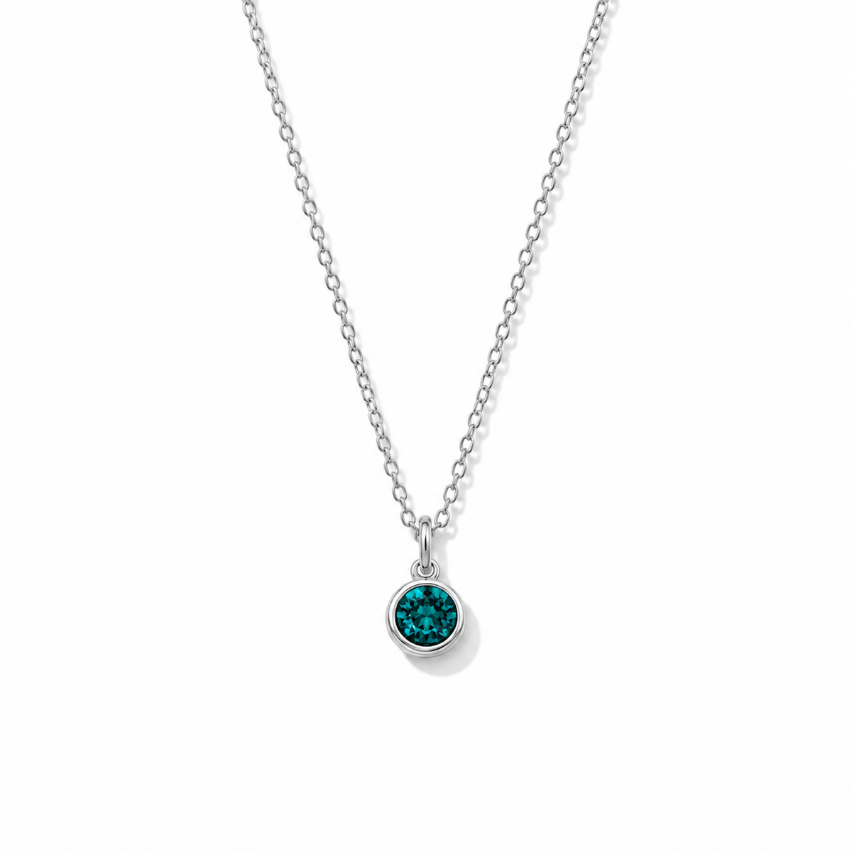 Silver Crystal Charm Birthstone Necklace