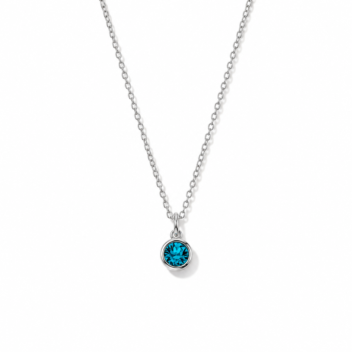 Silver Crystal Charm Birthstone Necklace