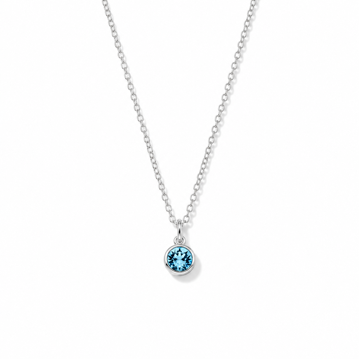 Silver Crystal Charm Birthstone Necklace