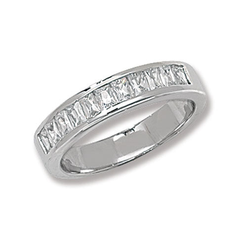 Sterling Silver Cubic Zirconia Baguette 4mm Eternity Ring