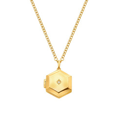 Hot Diamonds Gold & Diamond Hexagon Locket Necklace