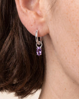 Silver Birthstone Huggie Charm Earring