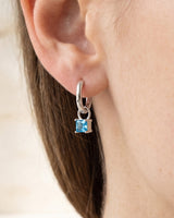 Silver Birthstone Huggie Charm Earring