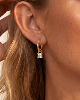 Gold Birthstone Huggie Charm Earring