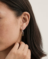 Silver Birthstone Huggie Charm Earring