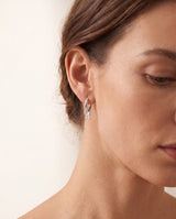 Silver Birthstone Huggie Charm Earring