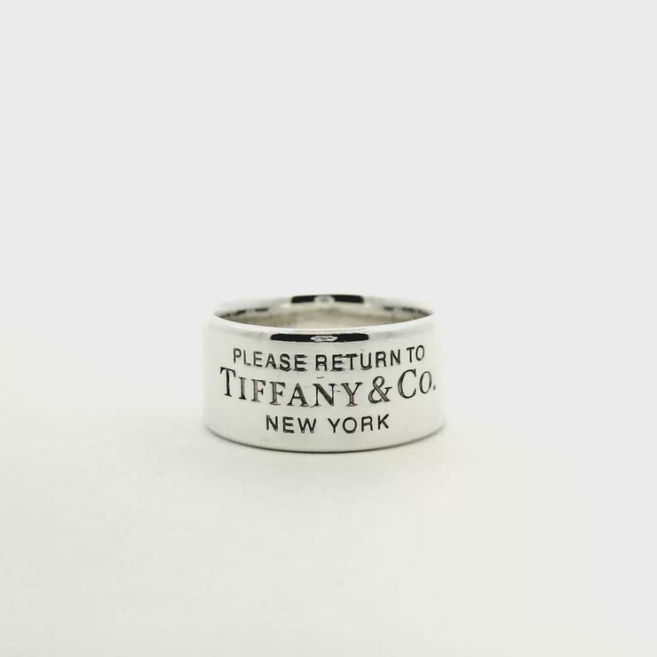 Tiffany & Co Return To Tiffany Sterling Silver Wide Band Ring Size
