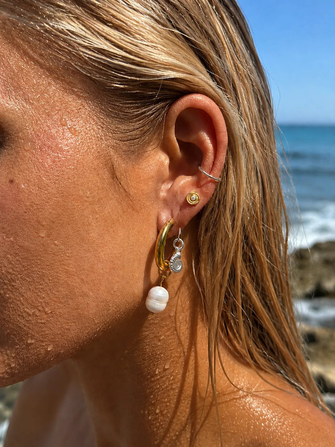 Coastal Collection gold vermeil and pearl earrings look